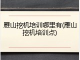 雁山挖机培训哪里有(雁山挖机培训点)
