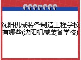 沈阳机械装备制造工程学校有哪些(沈阳机械装备学校)
