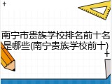 南宁市贵族学校排名前十名是哪些(南宁贵族学校前十)