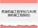 芜湖机械工程学校几本(芜湖机械工程院校)