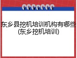 东乡县挖机培训机构有哪些(东乡挖机培训)