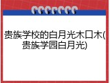 贵族学校的白月光木口木(贵族学园白月光)