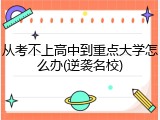 从考不上高中到重点大学怎么办(逆袭名校)