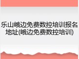 乐山峨边免费数控培训报名地址(峨边免费数控培训)
