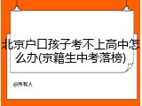 北京户口孩子考不上高中怎么办(京籍生中考落榜)