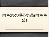 自考怎么报公务员(自考考公)