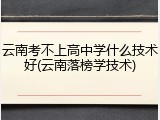 云南考不上高中学什么技术好(云南落榜学技术)