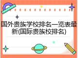 国外贵族学校排名一览表最新(国际贵族校排名)