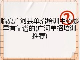 临夏广河县单招培训中心哪里有靠谱的(广河单招培训推荐)