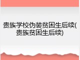 贵族学校伪装贫困生后续(贵族贫困生后续)
