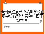 宿州灵璧县单招培训学校正规学校有那些(灵璧单招正规学校)