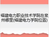 福建电力职业技术学院在泉州哪里(福建电力学院位置)