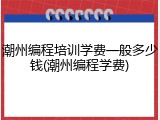 潮州编程培训学费一般多少钱(潮州编程学费)
