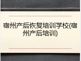 宿州产后恢复培训学校(宿州产后培训)