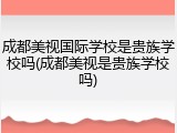 成都美视国际学校是贵族学校吗(成都美视是贵族学校吗)