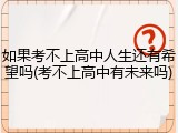 如果考不上高中人生还有希望吗(考不上高中有未来吗)