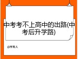 中考考不上高中的出路(中考后升学路)