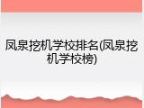 凤泉挖机学校排名(凤泉挖机学校榜)