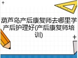 葫芦岛产后康复师去哪里学产后护理好(产后康复师培训)
