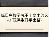 低保户孩子考不上高中怎么办(低保生升学出路)