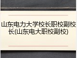 山东电力大学校长职校副校长(山东电大职校副校)