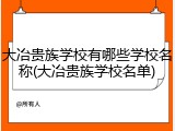 大冶贵族学校有哪些学校名称(大冶贵族学校名单)