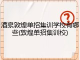 酒泉敦煌单招集训学校有哪些(敦煌单招集训校)