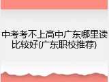 中考考不上高中广东哪里读比较好(广东职校推荐)