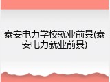 泰安电力学校就业前景(泰安电力就业前景)