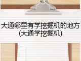 大通哪里有学挖掘机的地方(大通学挖掘机)