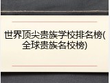世界顶尖贵族学校排名榜(全球贵族名校榜)