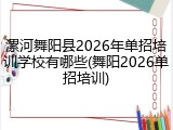 漯河舞阳县2026年单招培训学校有哪些(舞阳2026单招培训)