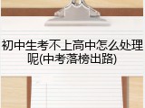 初中生考不上高中怎么处理呢(中考落榜出路)