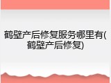 鹤壁产后修复服务哪里有(鹤壁产后修复)