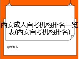 西安成人自考机构排名一览表(西安自考机构排名)