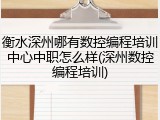衡水深州哪有数控编程培训中心中职怎么样(深州数控编程培训)