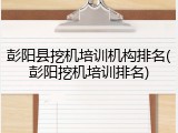 彭阳县挖机培训机构排名(彭阳挖机培训排名)