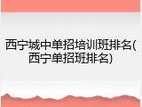 西宁城中单招培训班排名(西宁单招班排名)