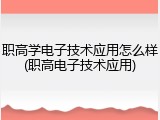 职高学电子技术应用怎么样(职高电子技术应用)