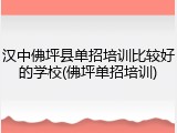 汉中佛坪县单招培训比较好的学校(佛坪单招培训)
