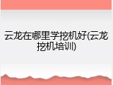 云龙在哪里学挖机好(云龙挖机培训)