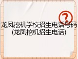 龙凤挖机学校招生电话号码(龙凤挖机招生电话)