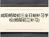 咸阳杨陵初三全日制补习学校(杨陵初三补习)