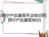 西宁产后康复手法培训班(西宁产后康复培训)