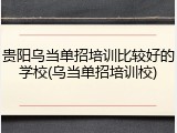贵阳乌当单招培训比较好的学校(乌当单招培训校)