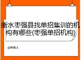 衡水枣强县找单招集训的机构有哪些(枣强单招机构)