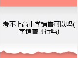 考不上高中学销售可以吗(学销售可行吗)