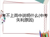考不上高中说明什么(中考失利原因)