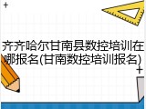 齐齐哈尔甘南县数控培训在哪报名(甘南数控培训报名)