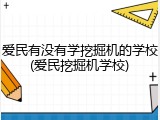 爱民有没有学挖掘机的学校(爱民挖掘机学校)